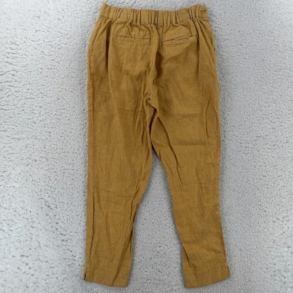 Banana Republic Hayden Pants Womens 0 Petite Yellow Ankle Linen Pull On Summer